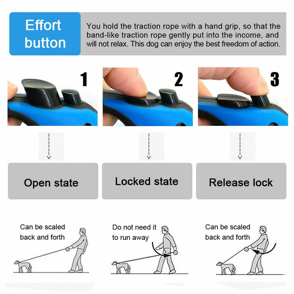 Automatic Retractable Dog Leash - Dual Size Options with Brake & Lock Safety System - GlowPupy