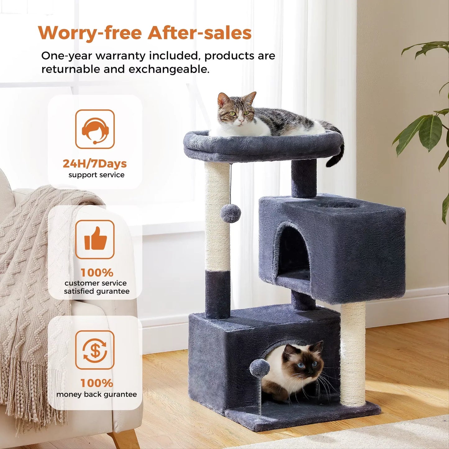 Cat Tree for Large Cats Cat Tower for Indoor - GlowPupy
