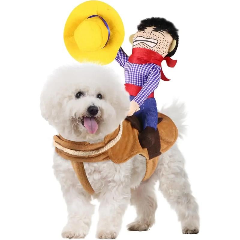 Dog Cowboy Costume, Dog Halloween Costumes Cowboy Rider Dog Costume Funny Dog Costume for Small Medium Large X - Large Dog - GlowPupi