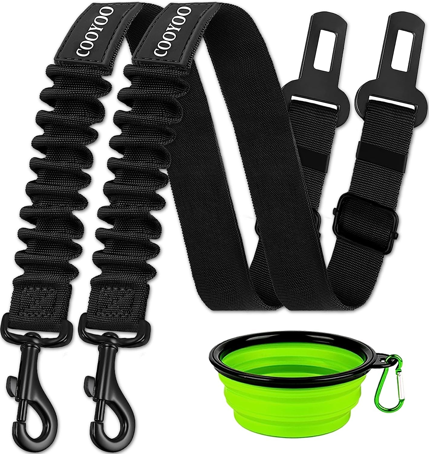 Dog Seat Belt,3 Piece Set Retractable Dog Car Harness Adjustable Dog Seat Belt for Vehicle Nylon Pet Safety Seat Belts Heavy Duty & Elastic - GlowPupi