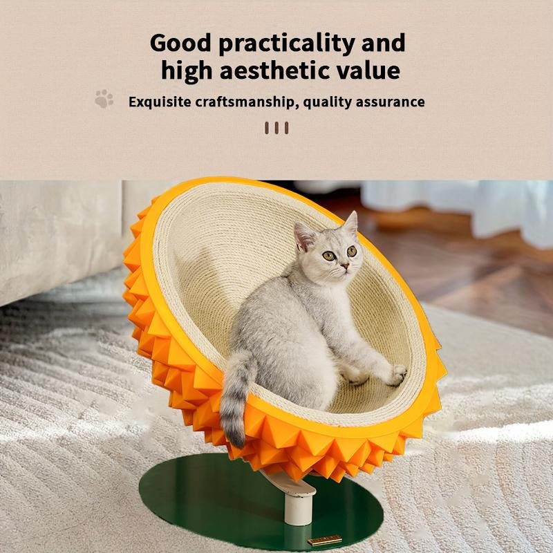 Durian - Shaped Cat Scratching Bed - Versatile 3 - in - 1 Cat House with Comfortable Sisal Rope Scratching Board for Claw Maintenance and Relaxation - GlowPupi