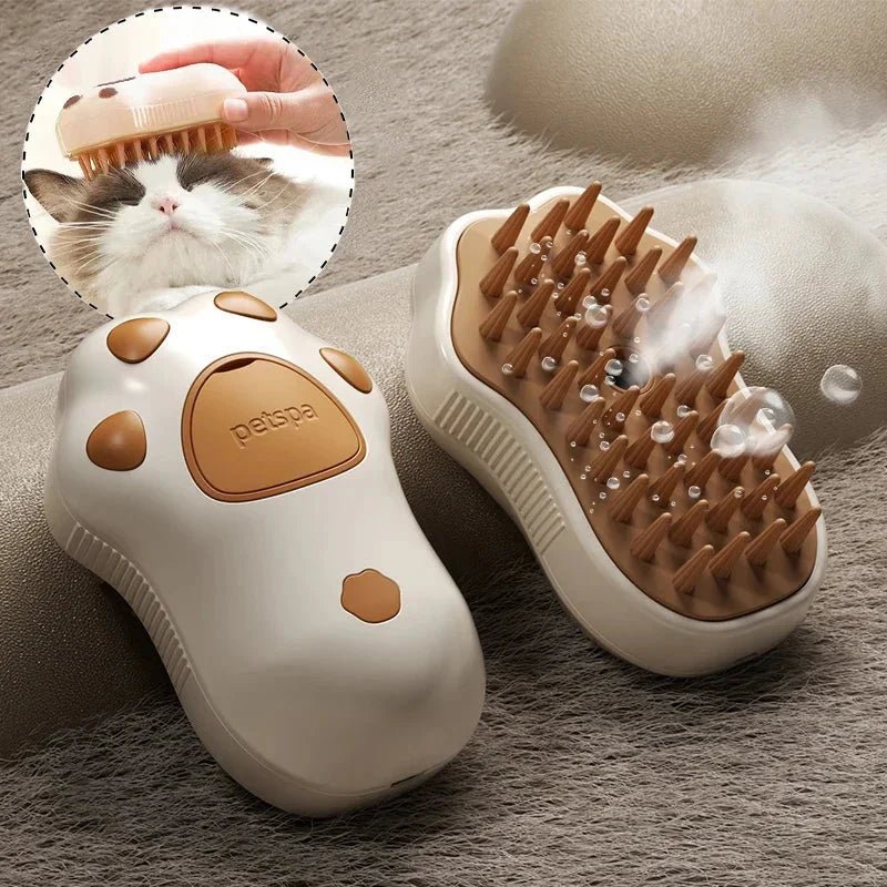 Electric Cat Steam Brush – 3 - In - 1 Pet Grooming Comb with Water Spray for Cats and Dogs, USB Rechargeable - GlowPupy