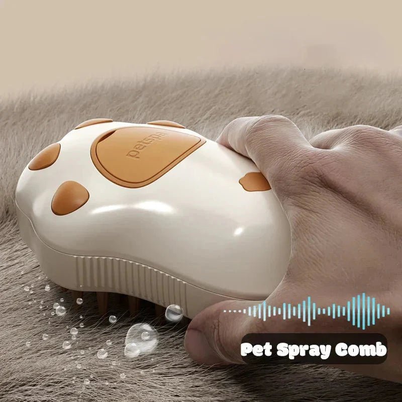 Electric Cat Steam Brush – 3 - In - 1 Pet Grooming Comb with Water Spray for Cats and Dogs, USB Rechargeable - GlowPupy
