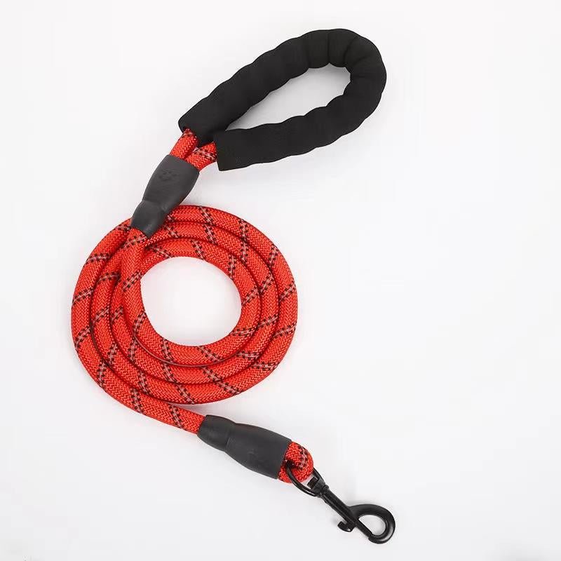 Premium 4Ft Rope Leash for Large Dogs with Padded Handle and Reflective Threads, Non - Slip Nylon, Hand Washable, Ideal for Active Breeds - GlowPupi
