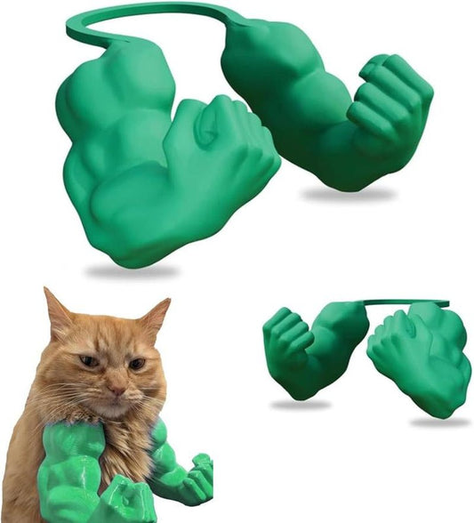 Creative Cat Muscle Arms - 3D Printed Costume Prop for Kittens, Adjustable Lightweight Design for Halloween and Birthday Celebrations (Green) - GlowPupi