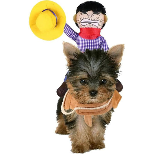 Dog Cowboy Costume, Dog Halloween Costumes Cowboy Rider Dog Costume Funny Dog Costume for Small Medium Large X - Large Dog - GlowPupi