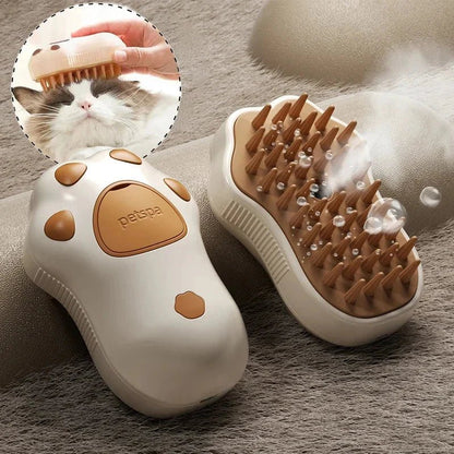 Electric Cat Steam Brush – 3 - In - 1 Pet Grooming Comb with Water Spray for Cats and Dogs, USB Rechargeable - GlowPupy