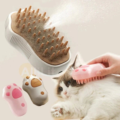 Electric Cat Steam Brush – 3 - In - 1 Pet Grooming Comb with Water Spray for Cats and Dogs, USB Rechargeable - GlowPupy