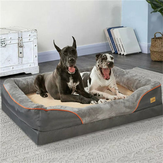Jumbo Large Orthopedic Dog Bed Memory Foam Pet Sofa Couch Waterproof Elevated Cushion Warm Puppy Bolster Couch Removable Cover - GlowPupi